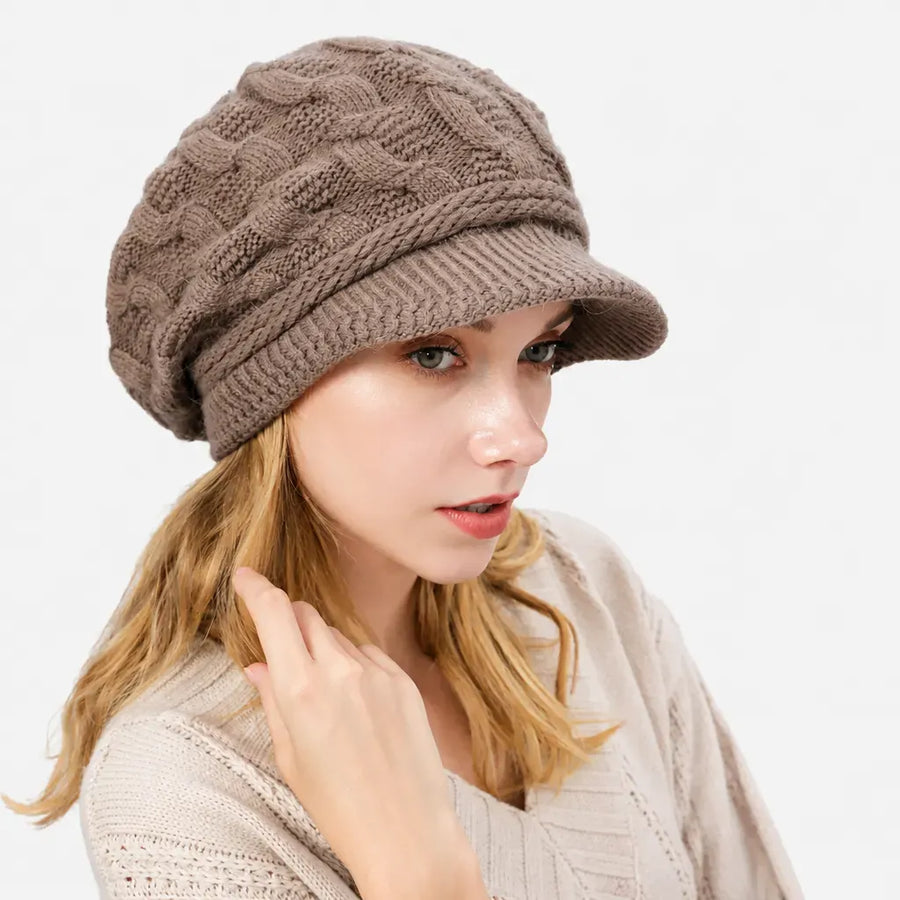 La boîte à chapeaux Bonnet Torsade Femme - Maille Epaisse et Chaude a Petite Visiere