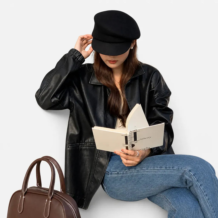 La boîte à chapeaux Casquette Gavroche pour Femme - en Laine, Style Peintre Vintage