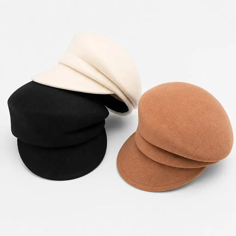 La boîte à chapeaux Casquette Gavroche pour Femme - en Laine, Style Peintre Vintage