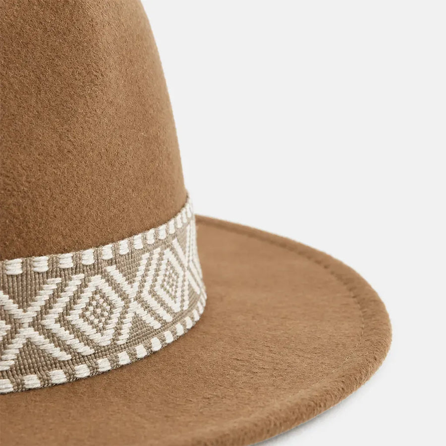 La boîte à chapeaux Chapeau en Feutre Homme - Grand Bord avec Ruban Ethnique