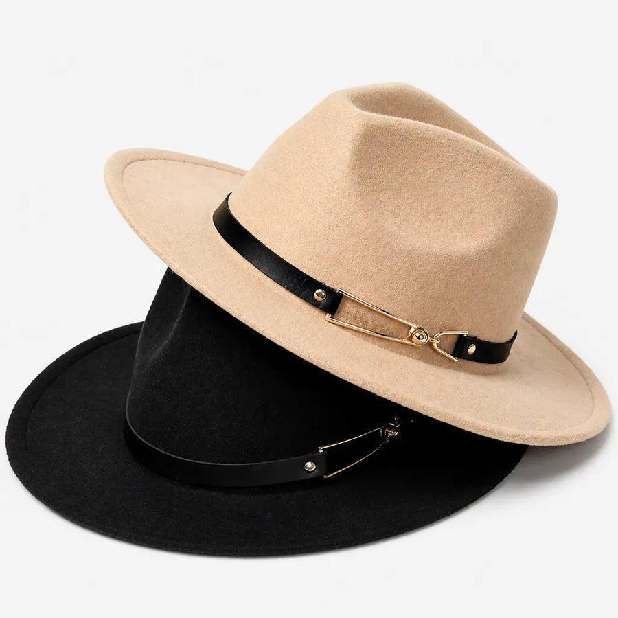 La boîte à chapeaux Chapeau Fedora Homme - en Feutre avec Ceinture Cuir, Style Eglise