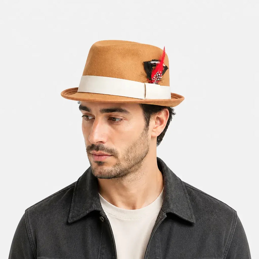 La boîte à chapeaux Chapeau Feutre Homme - Plume Style Gentleman Vintage