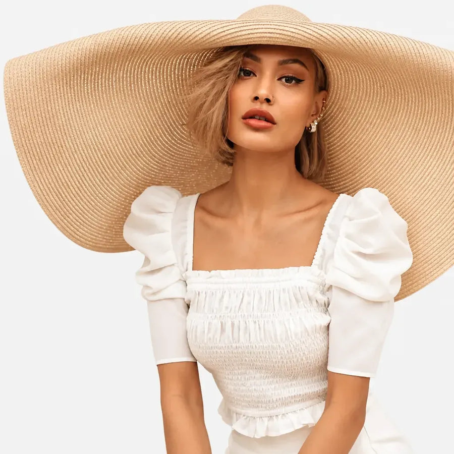 La boîte à chapeaux Chapeau Paille Pliable Femme - Grand Format 70cm pour Voyage