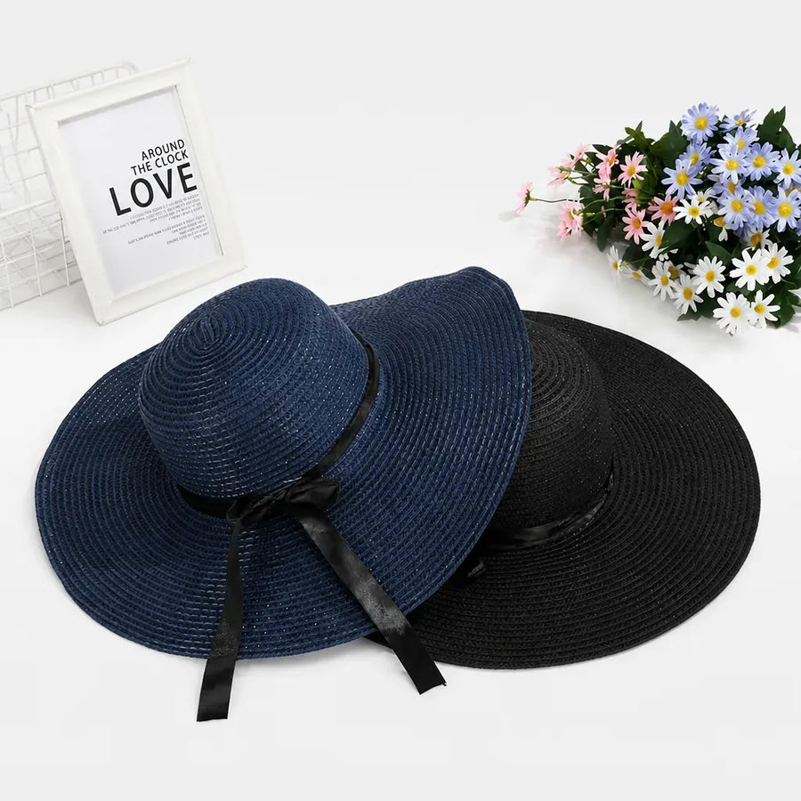 La boîte à chapeaux Chapeau Soleil Femme - Paille Pliable avec Noeud Ete