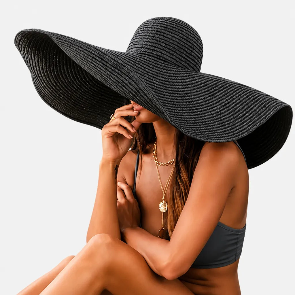 Chapeau Paille Pliable Femme - Grand Format 70cm pour Voyage