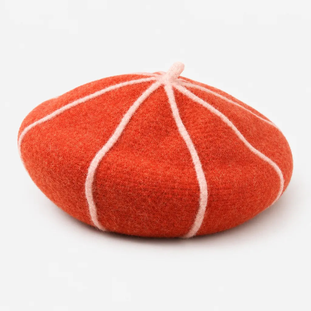 Bonnet Beret Femme Hiver - Motif Citrouille en Laine