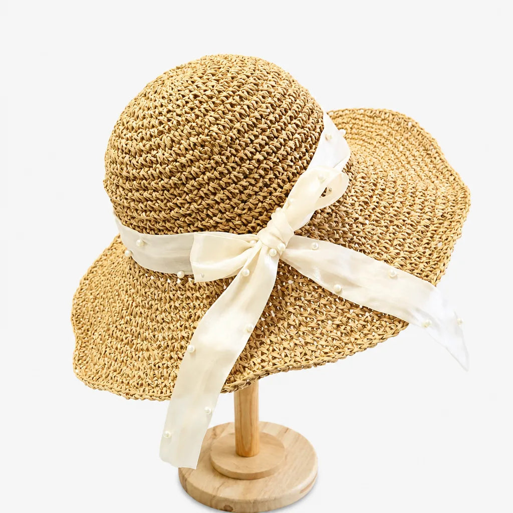 Chapeau de Plage Femme - Paille Tissee Large Bord Anti-UV