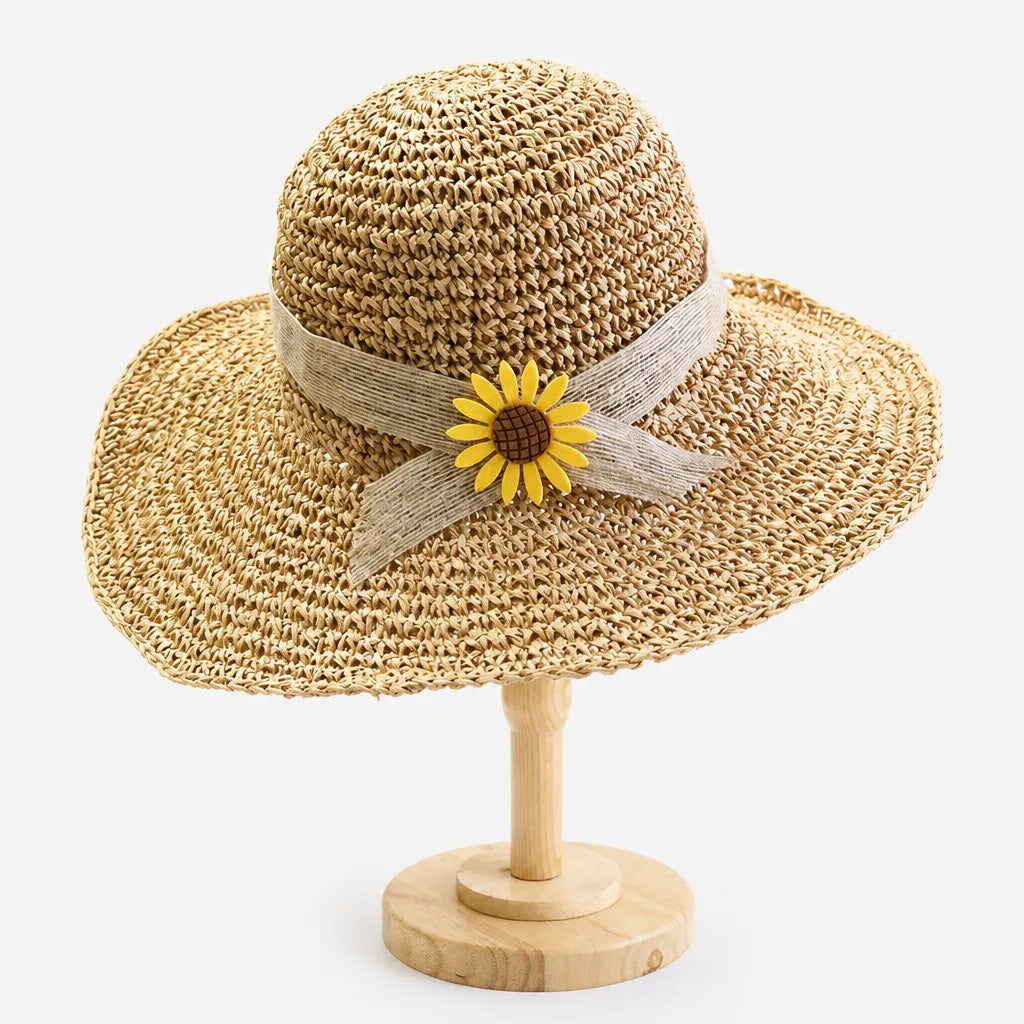 Chapeau de Plage Femme - Paille Tissee Large Bord Anti-UV