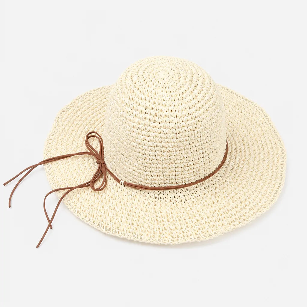 Chapeau de Plage Femme - Paille Tissee Large Bord Anti-UV