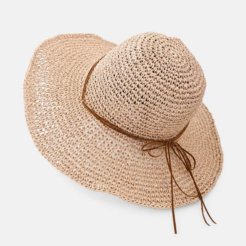 Chapeau de Plage Femme - Paille Tissee Large Bord Anti-UV