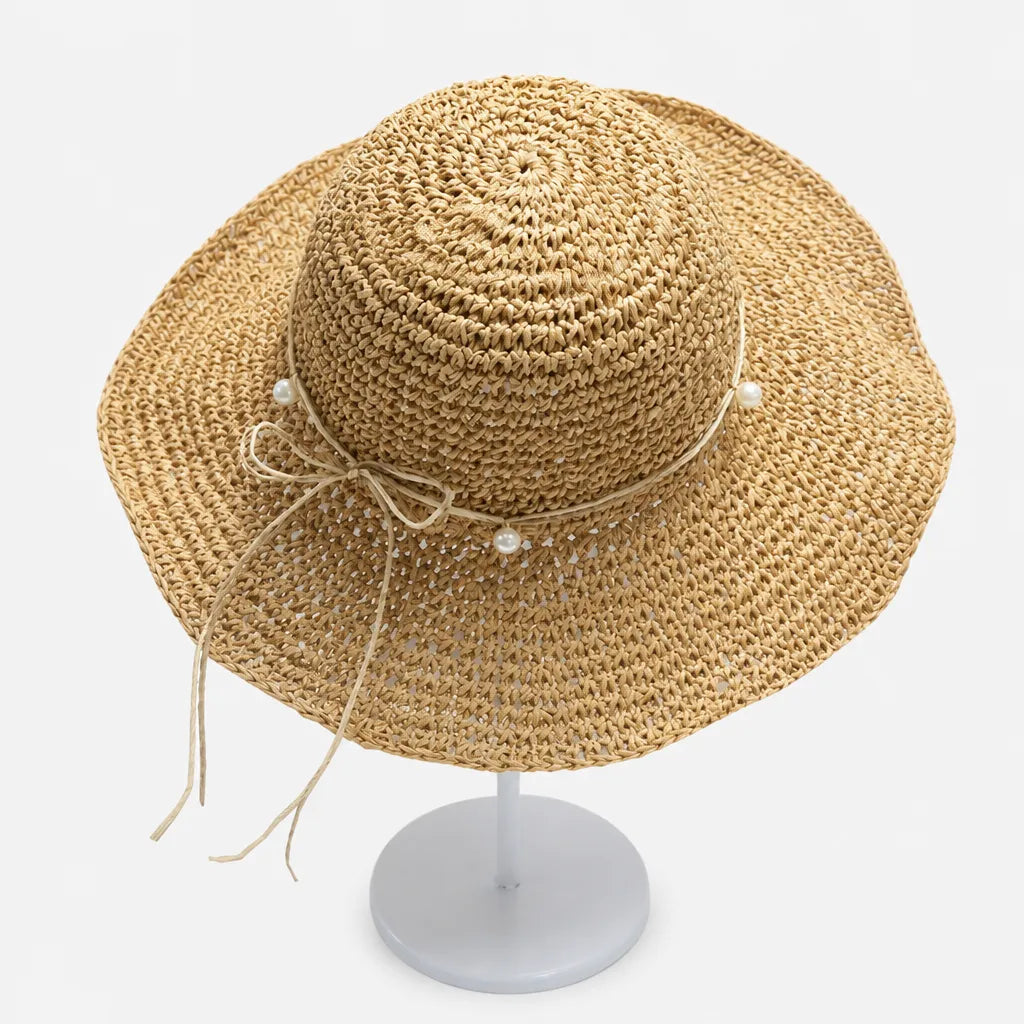 Chapeau de Plage Femme - Paille Tissee Large Bord Anti-UV