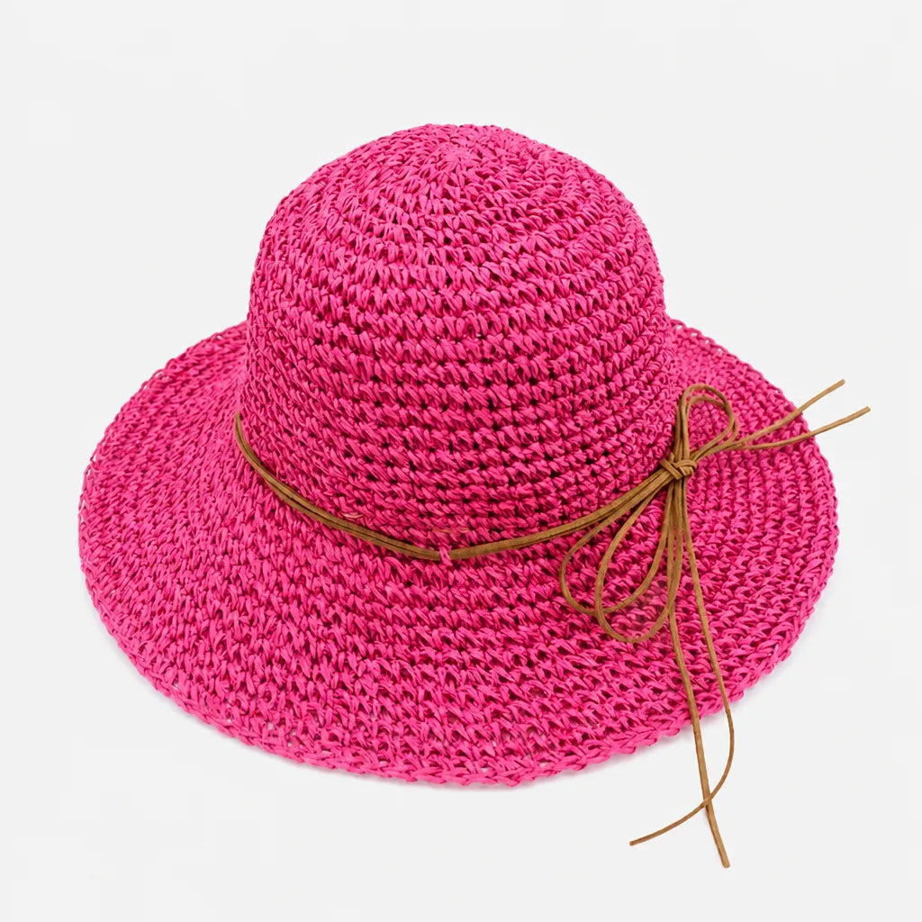 Chapeau de Plage Femme - Paille Tissee Large Bord Anti-UV