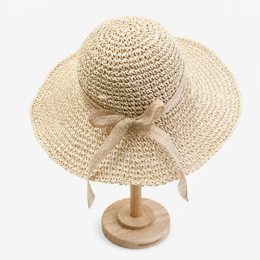 Chapeau de Plage Femme - Paille Tissee Large Bord Anti-UV