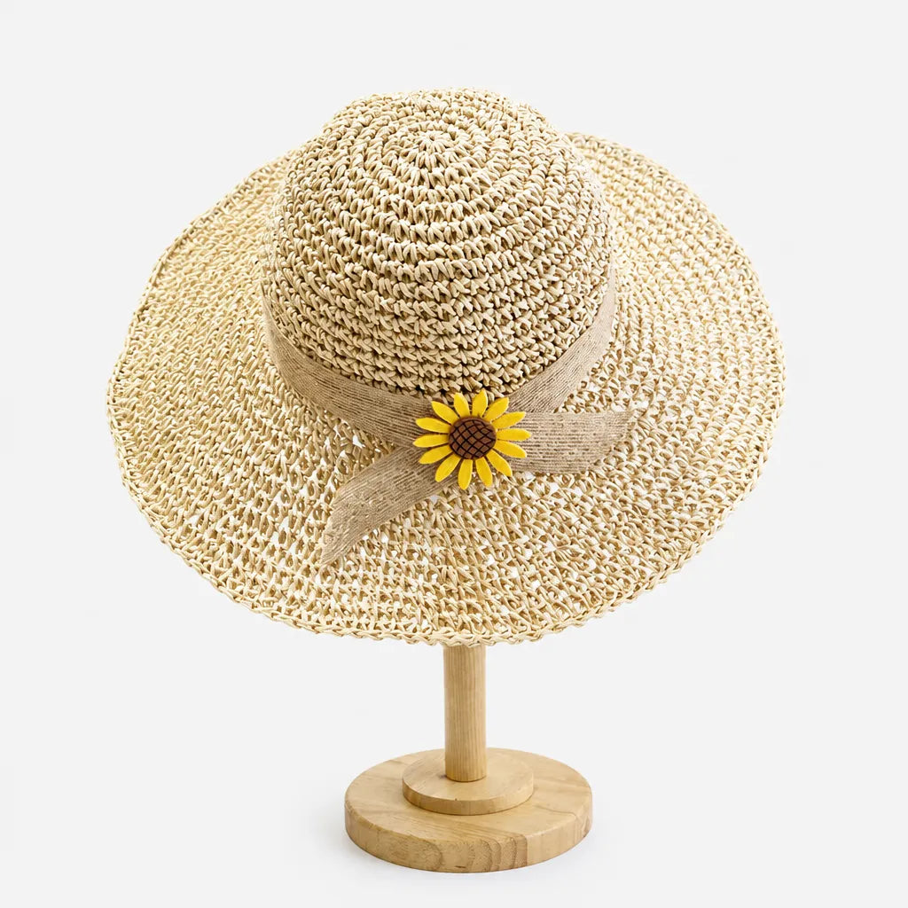 Chapeau de Plage Femme - Paille Tissee Large Bord Anti-UV