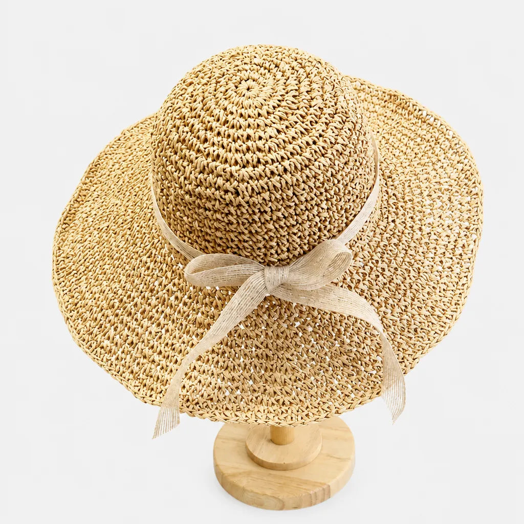 Chapeau de Plage Femme - Paille Tissee Large Bord Anti-UV