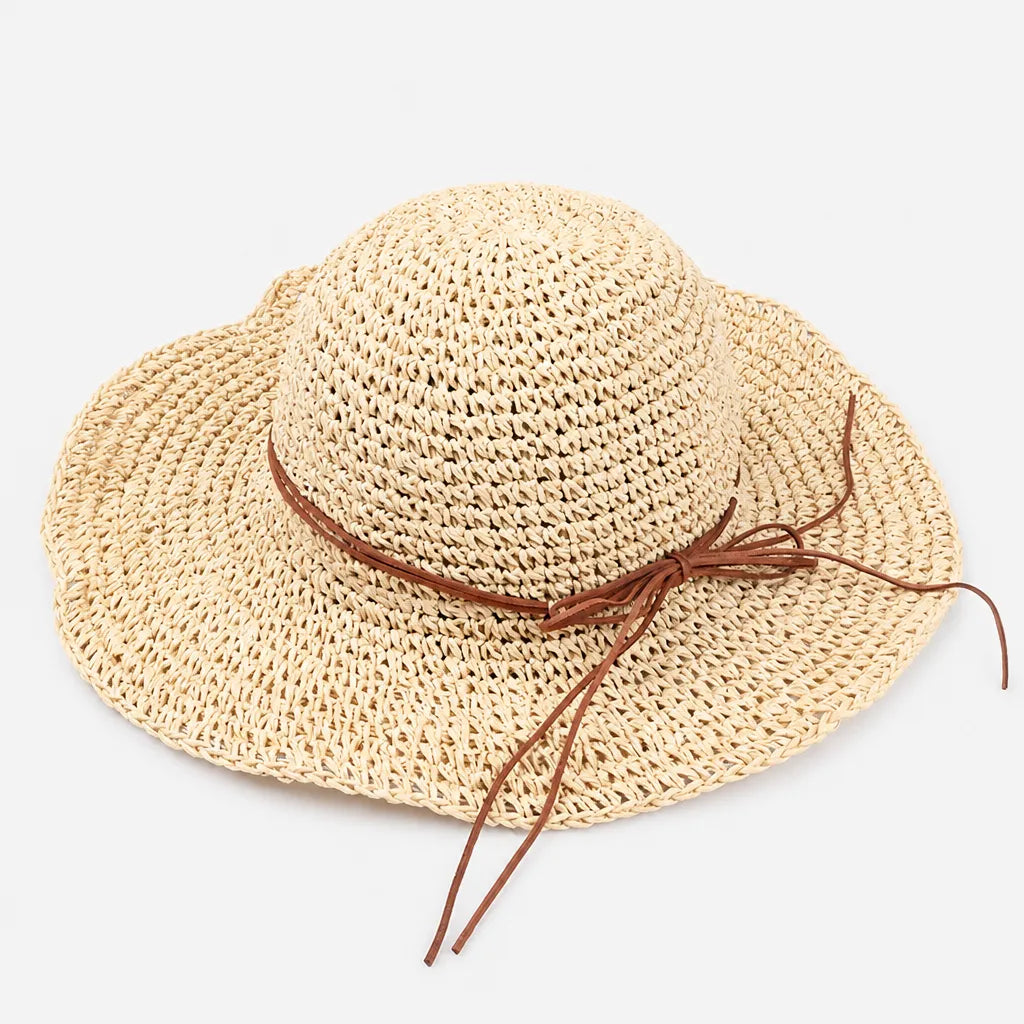 Chapeau de Plage Femme - Paille Tissee Large Bord Anti-UV