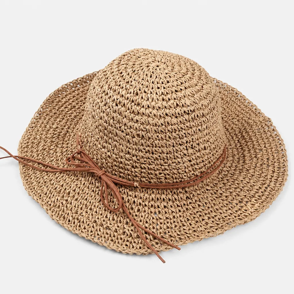 Chapeau de Plage Femme - Paille Tissee Large Bord Anti-UV