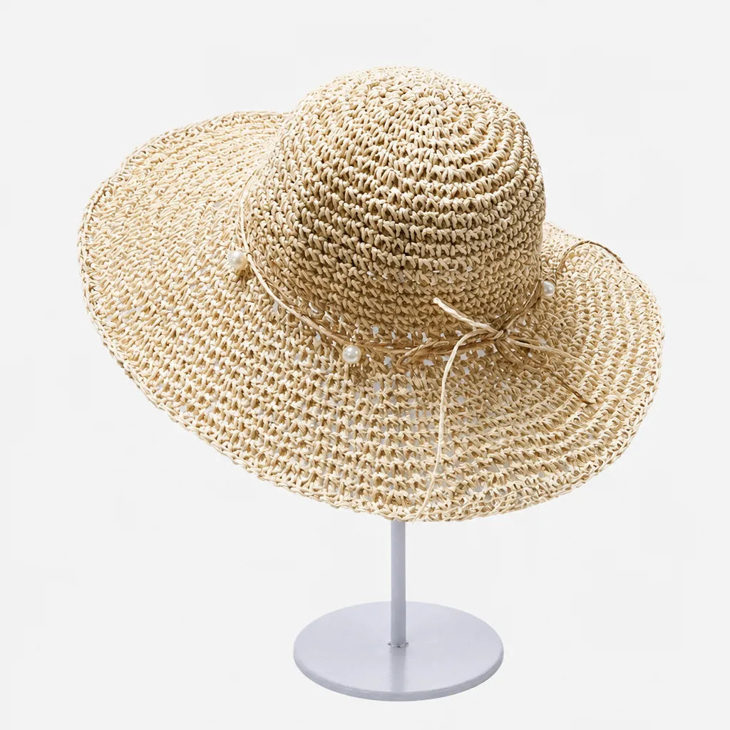 Chapeau de Plage Femme - Paille Tissee Large Bord Anti-UV