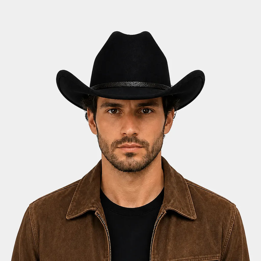 Chapeau Cowboy Western - Feutre a Large Bord Style Gentleman