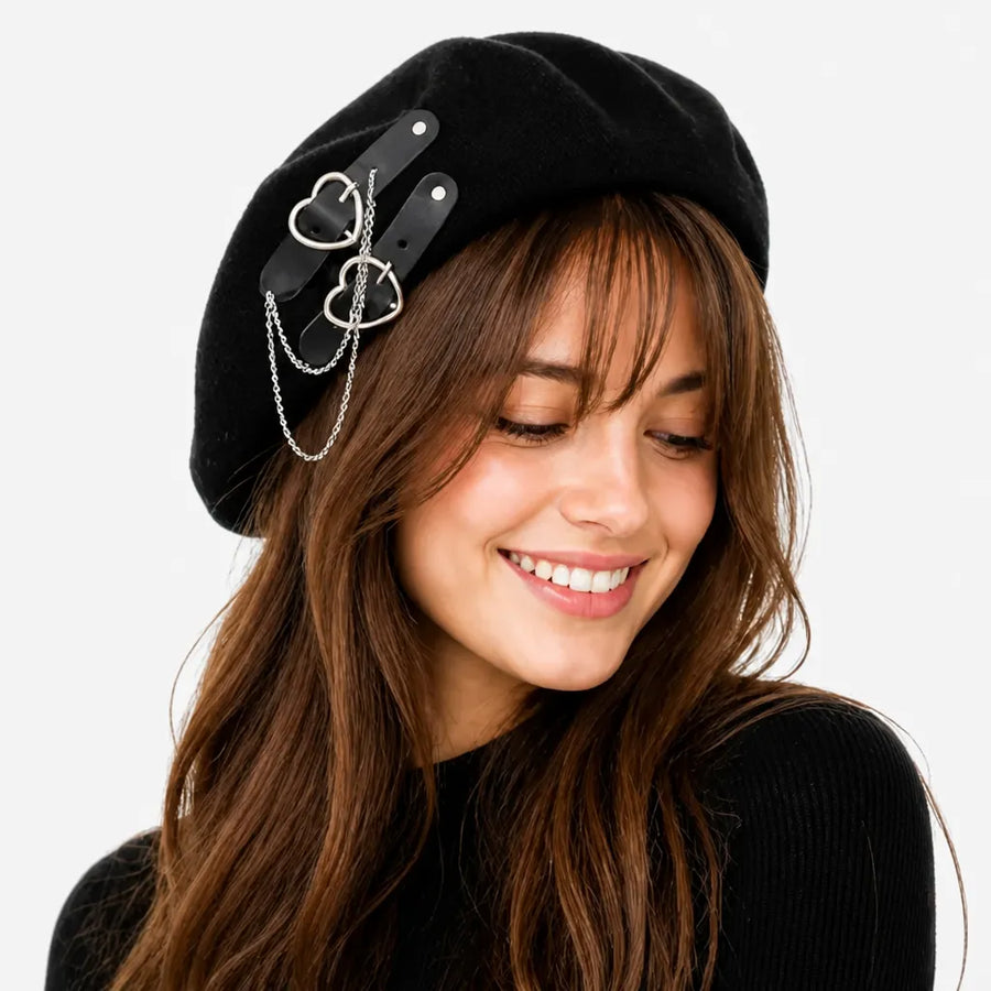 Beret Kawaii - Harajuku avec Chaine et Coeur