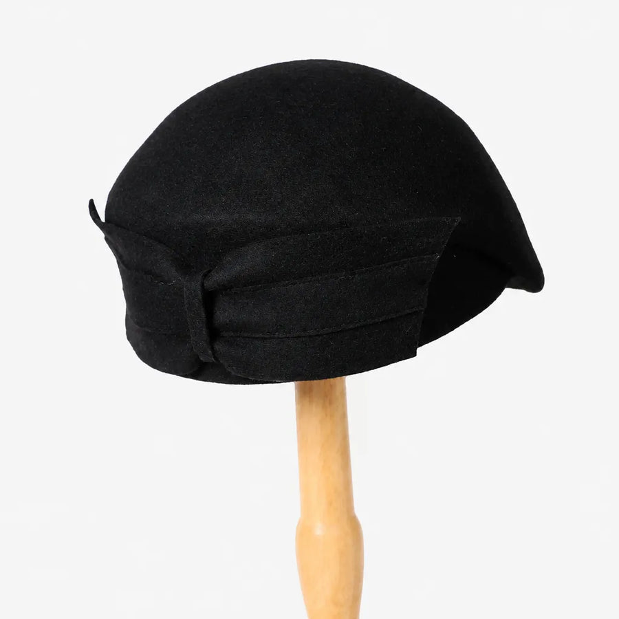 Beret Francais Femme - en Laine avec Noeud Bicolore