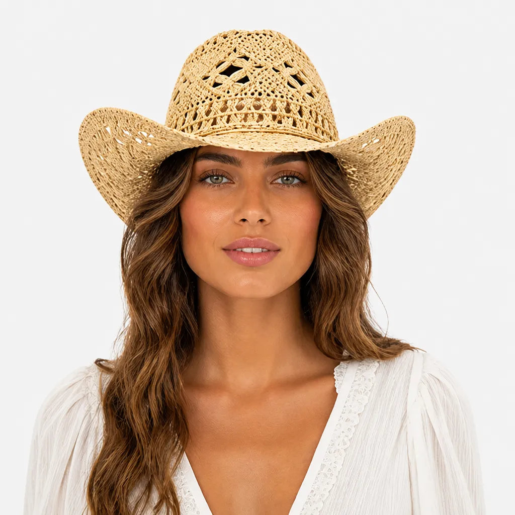 Chapeaux Western Femme - Pliable et Ajoure pour les Vacances