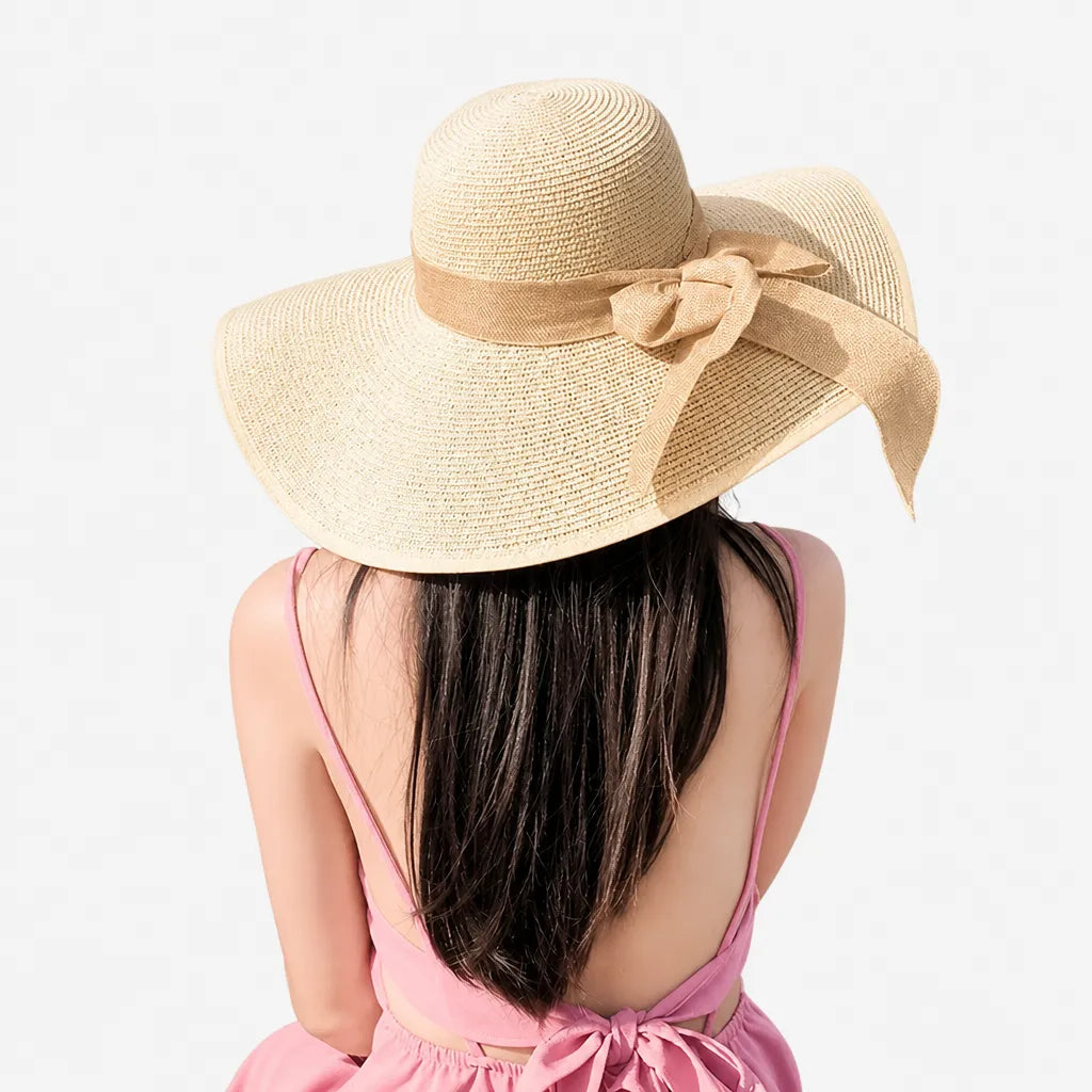 Grand Chapeau de Paille Femme - Anti-UV pour la Plage en Ete