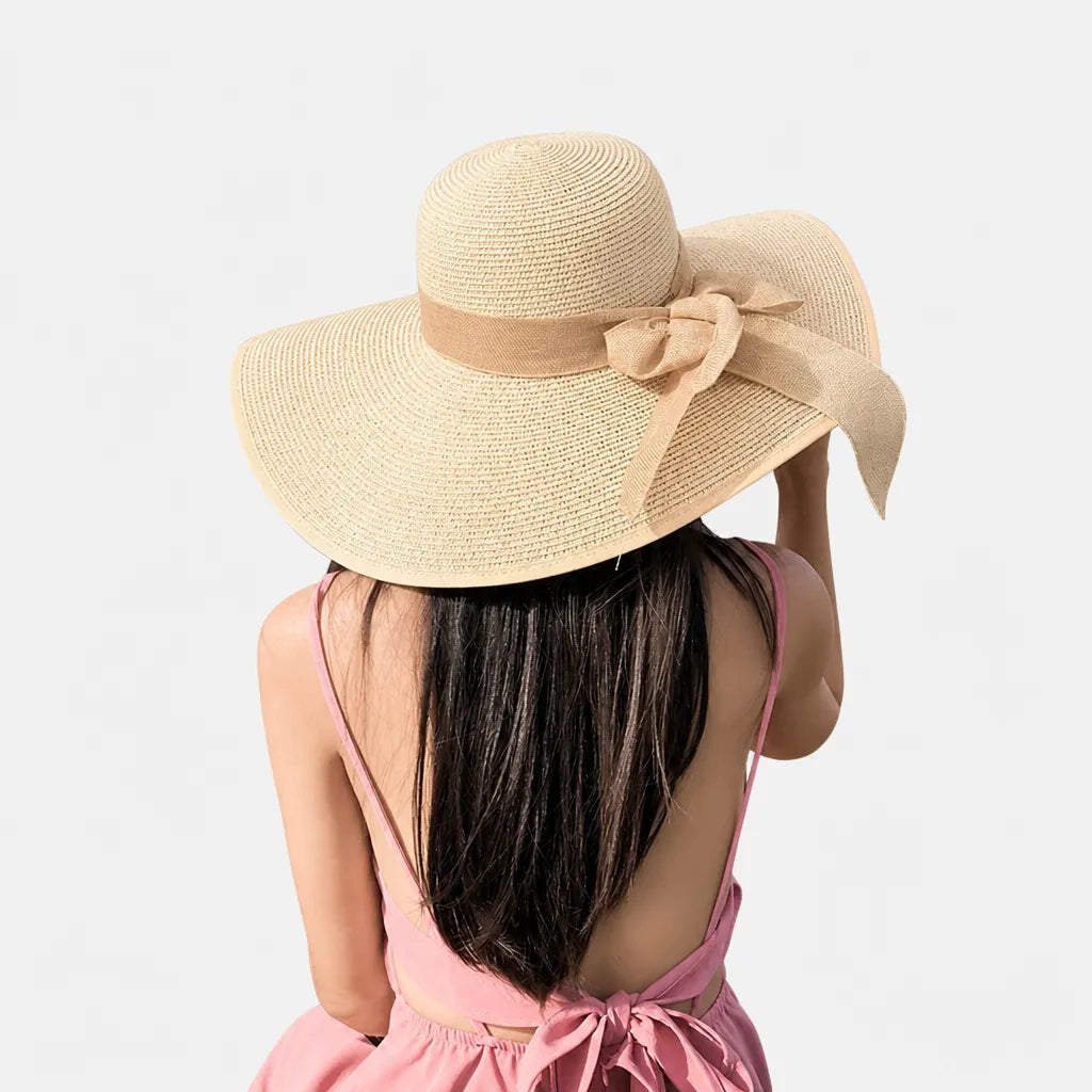 Grand Chapeau de Paille Femme - Anti-UV pour la Plage en Ete