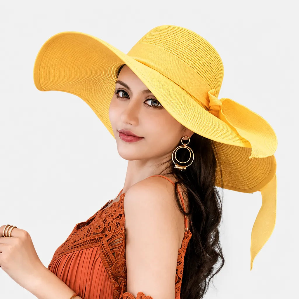 Grand Chapeau de Paille Femme - Anti-UV pour la Plage en Ete