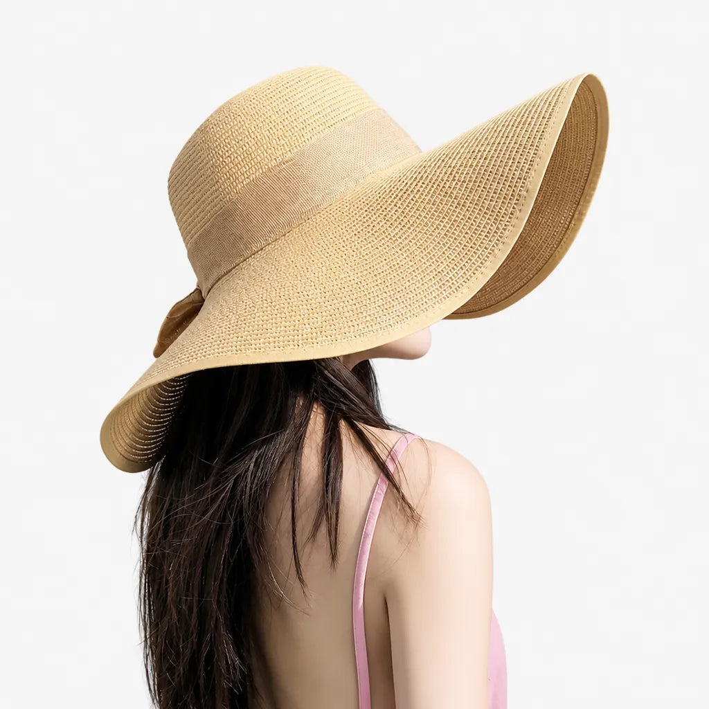 Grand Chapeau de Paille Femme - Anti-UV pour la Plage en Ete