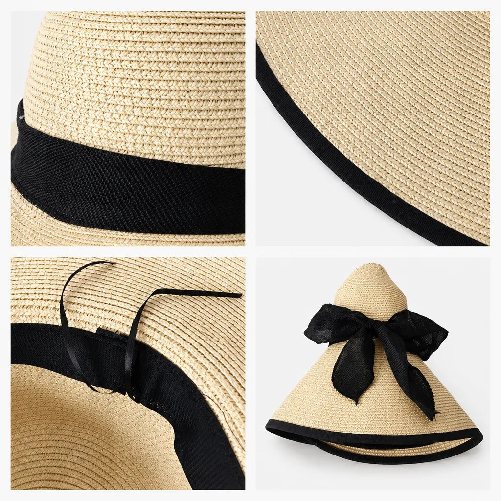 Grand Chapeau de Paille Femme - Anti-UV pour la Plage en Ete
