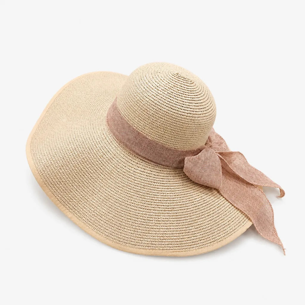 Grand Chapeau de Paille Femme - Anti-UV pour la Plage en Ete