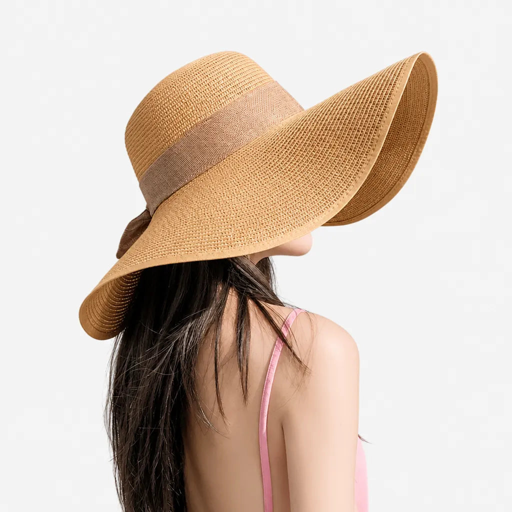 Grand Chapeau de Paille Femme - Anti-UV pour la Plage en Ete