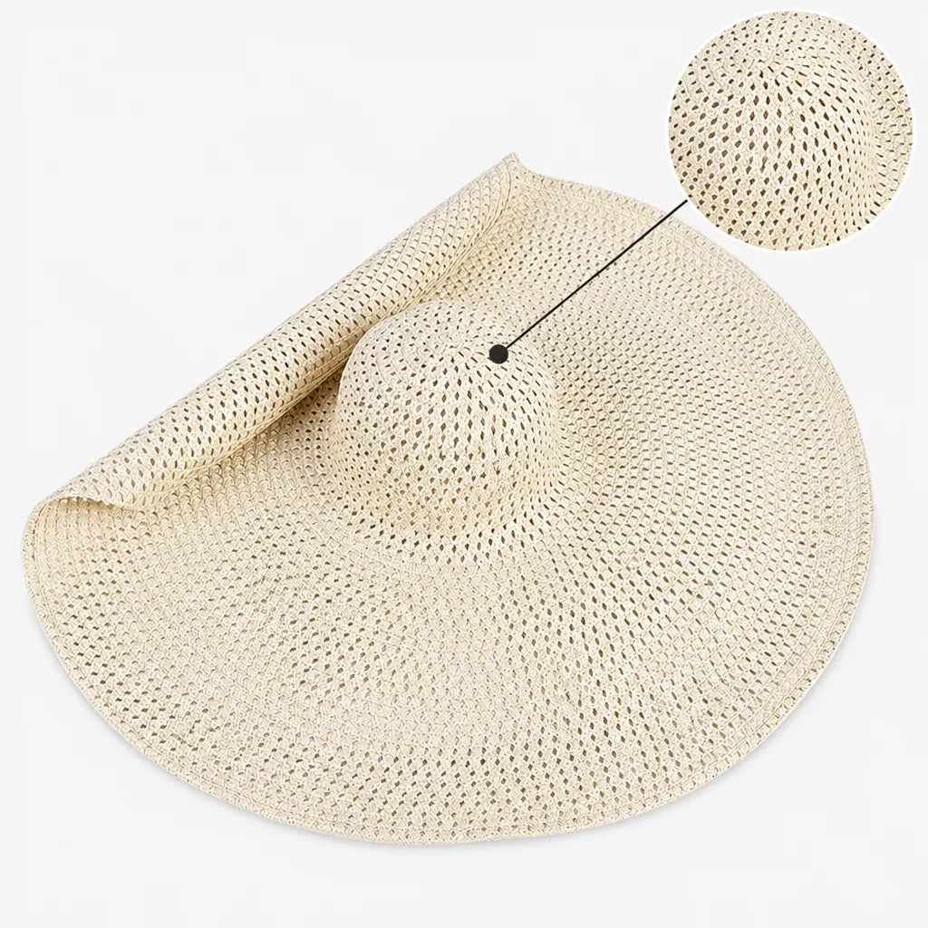 Chapeau Paille Pliable Femme - Grand Format 70cm pour Voyage