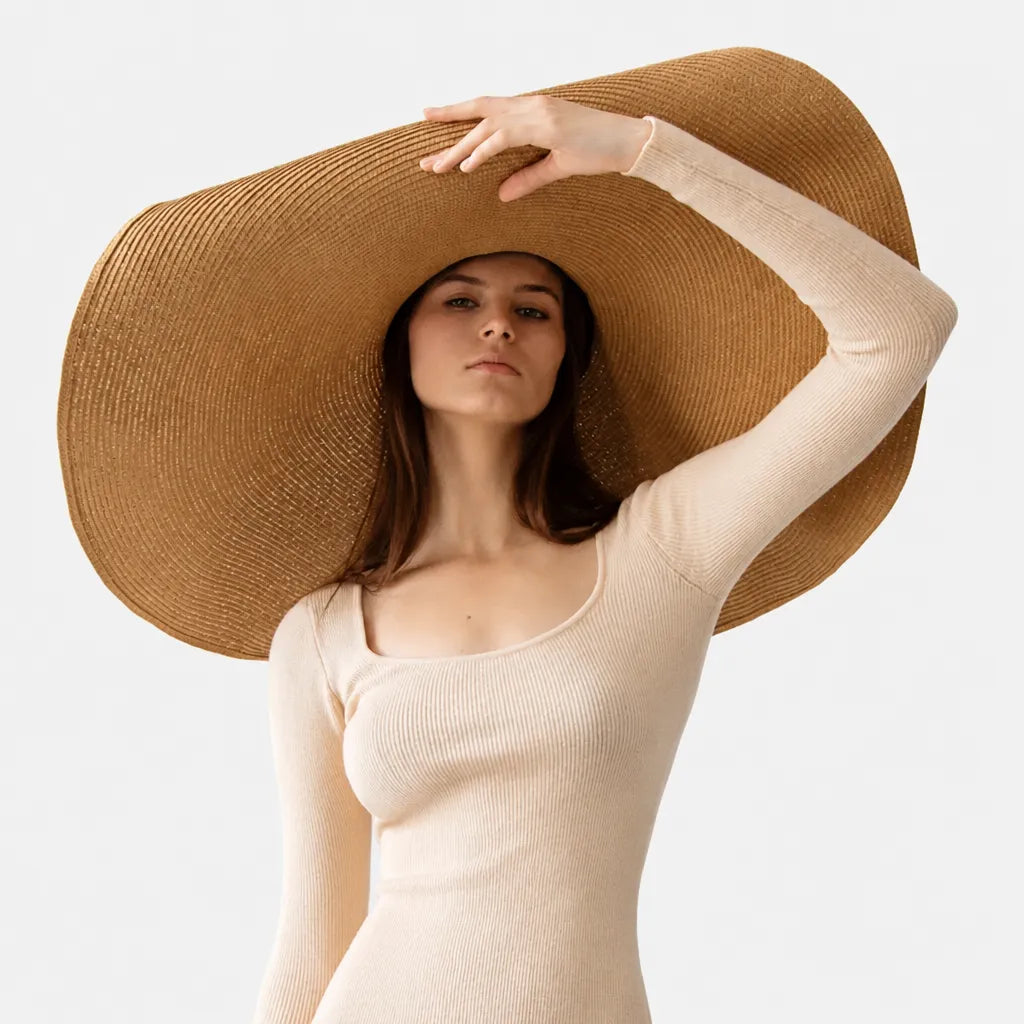 Chapeau Paille Pliable Femme - Grand Format 70cm pour Voyage