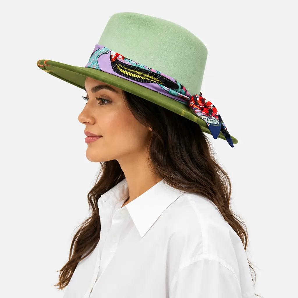 Chapeau Feutre Marron - Fait Main, Panneau Ajustable Unisexe