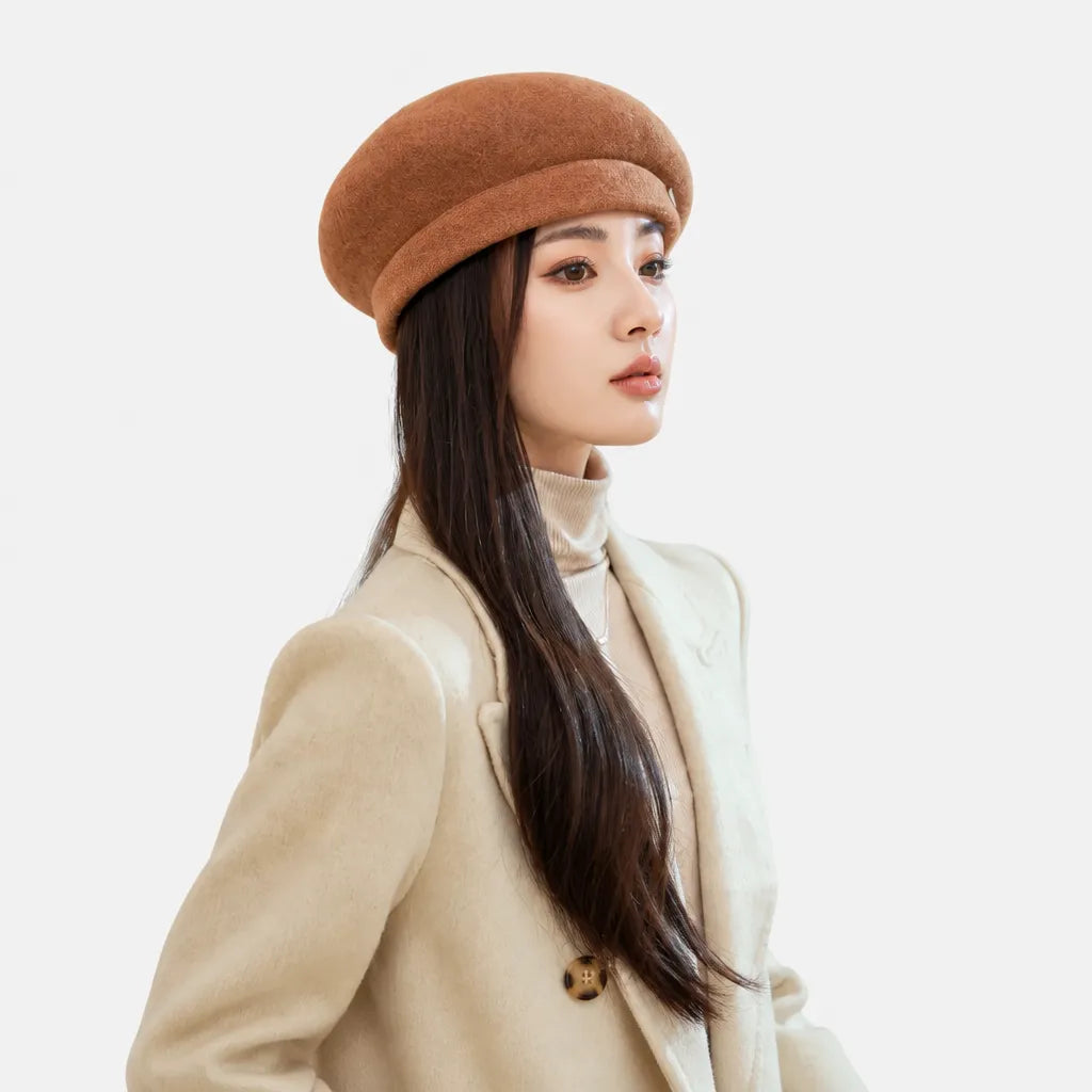Beret Rouge Femme - en Laine, Reglable Automne-Hiver