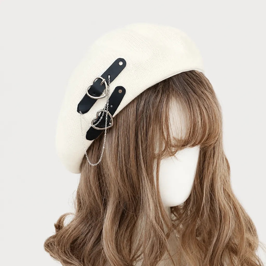 Beret Kawaii - Harajuku avec Chaine et Coeur