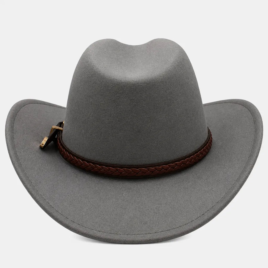 Chapeau de Cowboy Homme - Feutre 100% laine avec Ceinture Marron