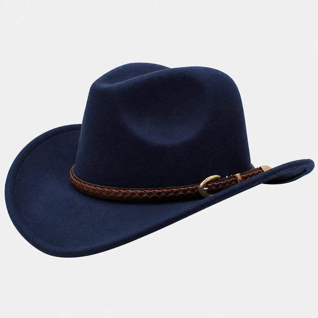 Chapeau de Cowboy Homme - Feutre 100% laine avec Ceinture Marron