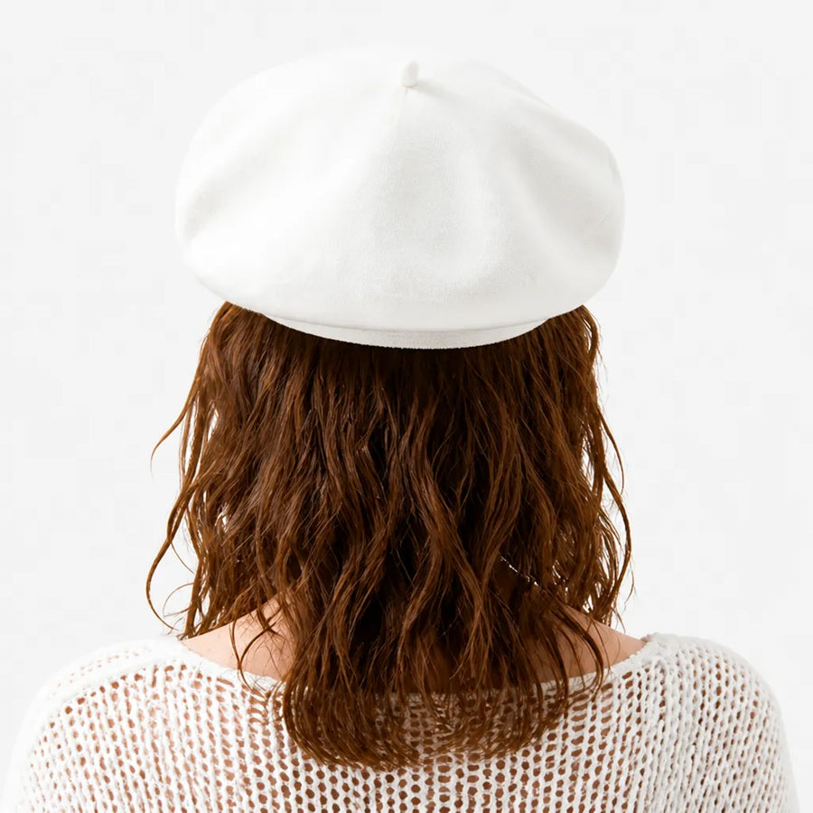 Beret Plat Femme - Tricot Beige Noir ou Bordeaux