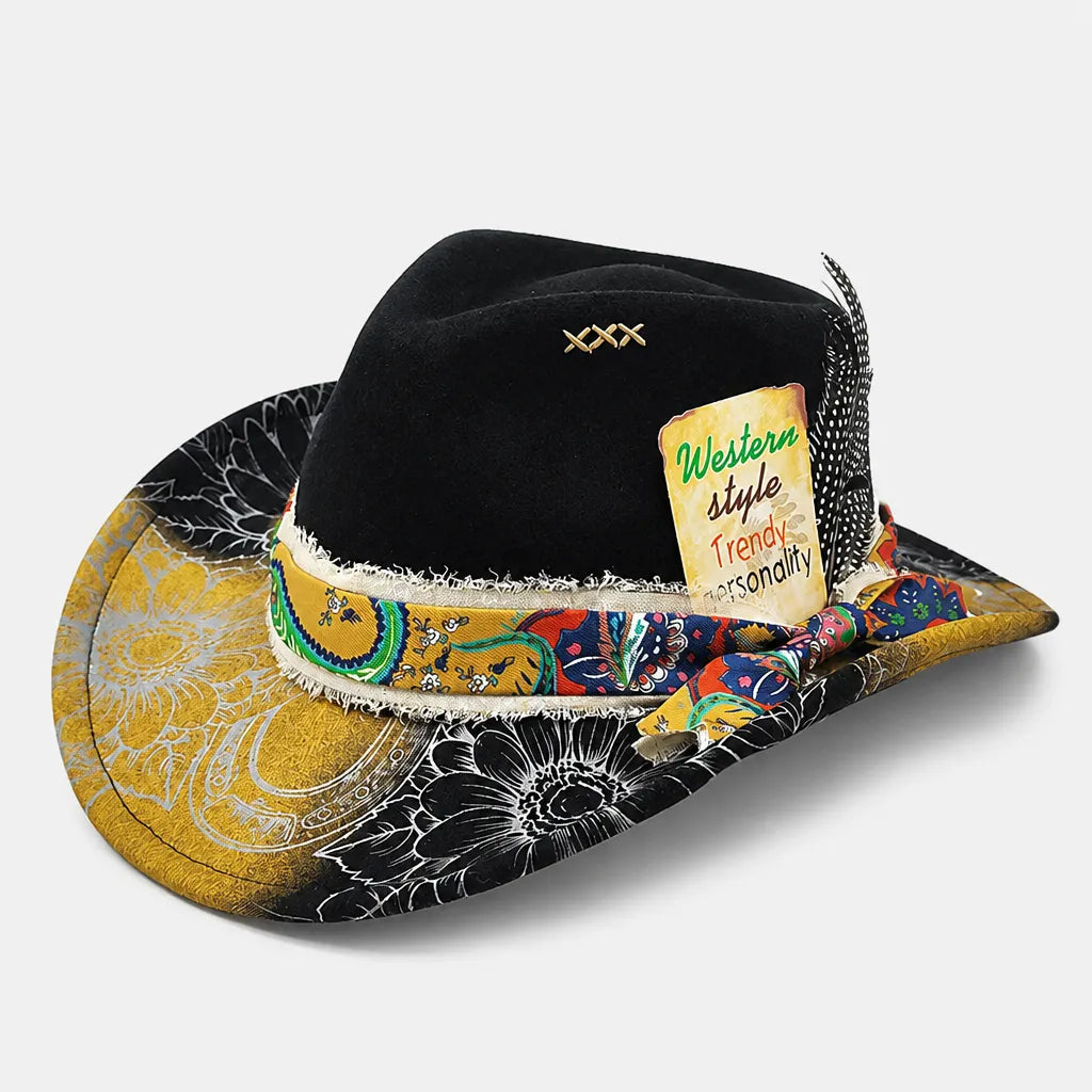 Chapeau Plume - Fedora Large Bord Retro Style Jazz et Western