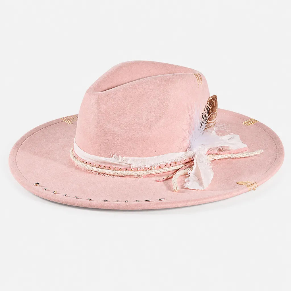 Chapeau Plume - Fedora Large Bord Retro Style Jazz et Western