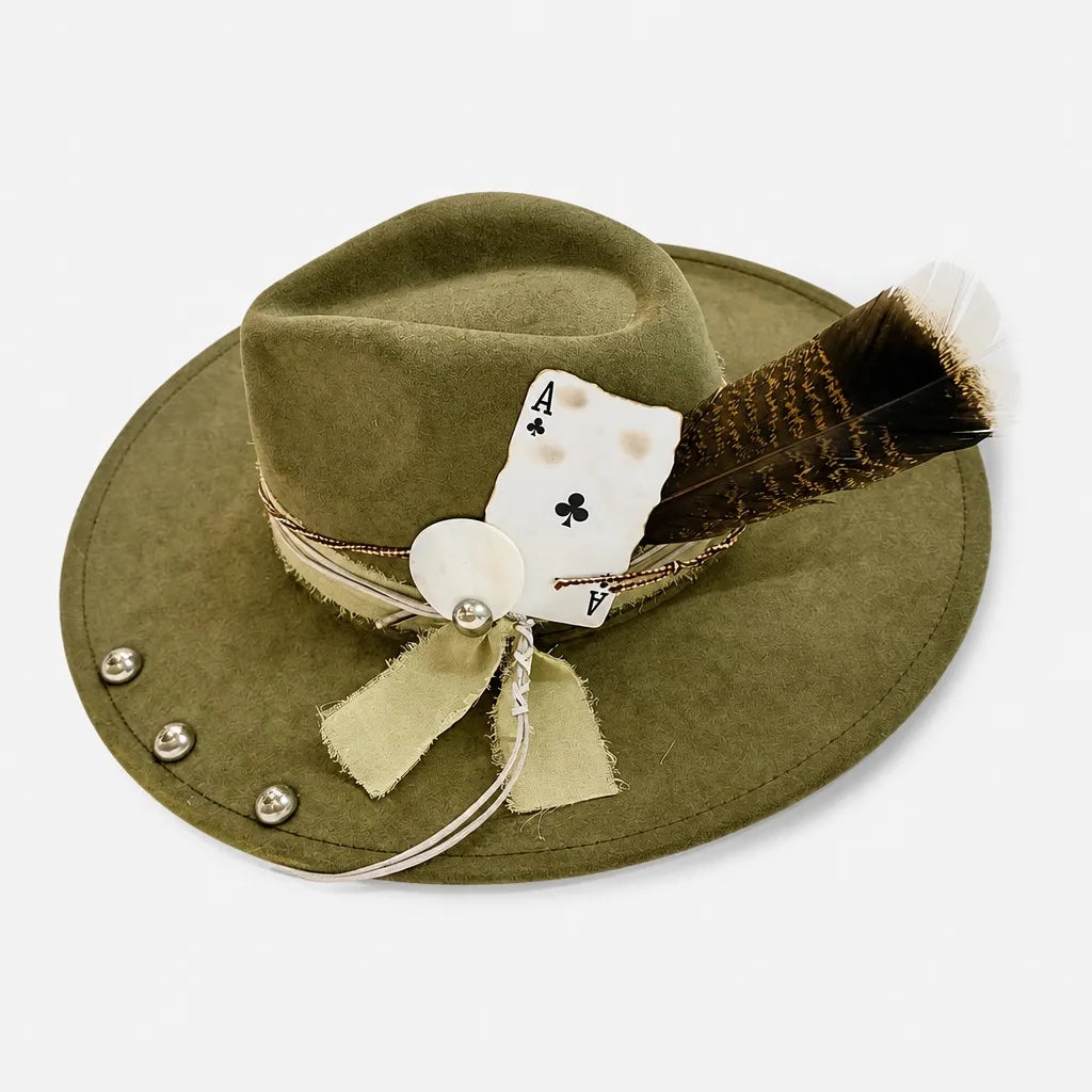 Chapeau Plume - Fedora Large Bord Retro Style Jazz et Western