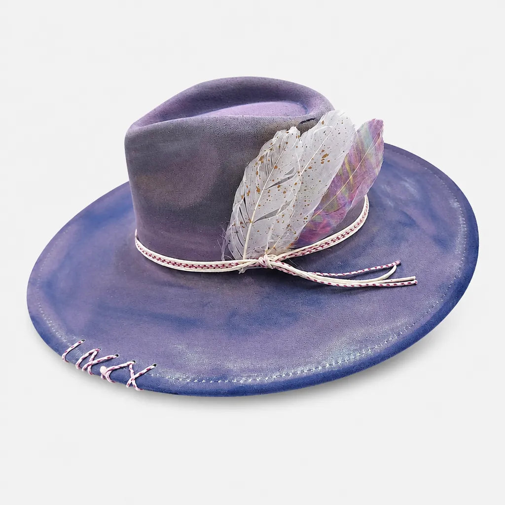Chapeau Plume - Fedora Large Bord Retro Style Jazz et Western