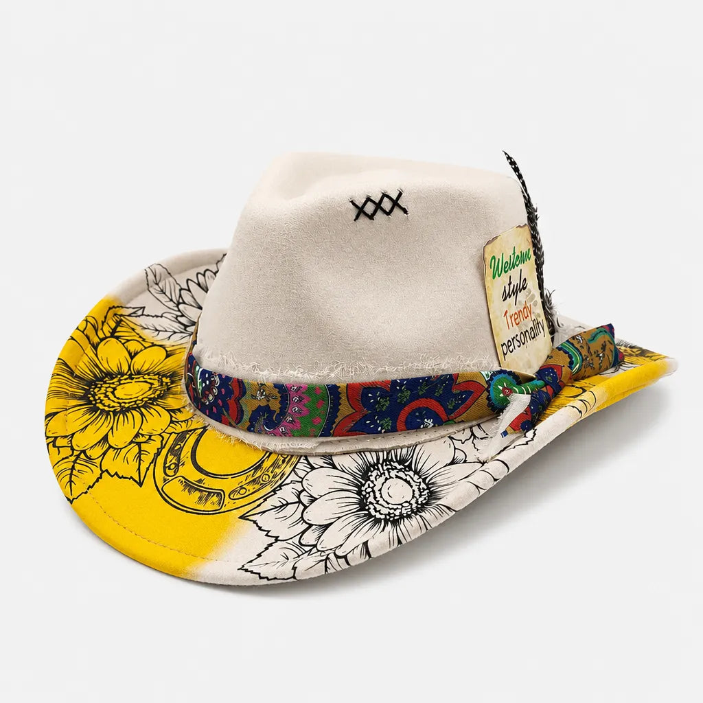 Chapeau Plume - Fedora Large Bord Retro Style Jazz et Western