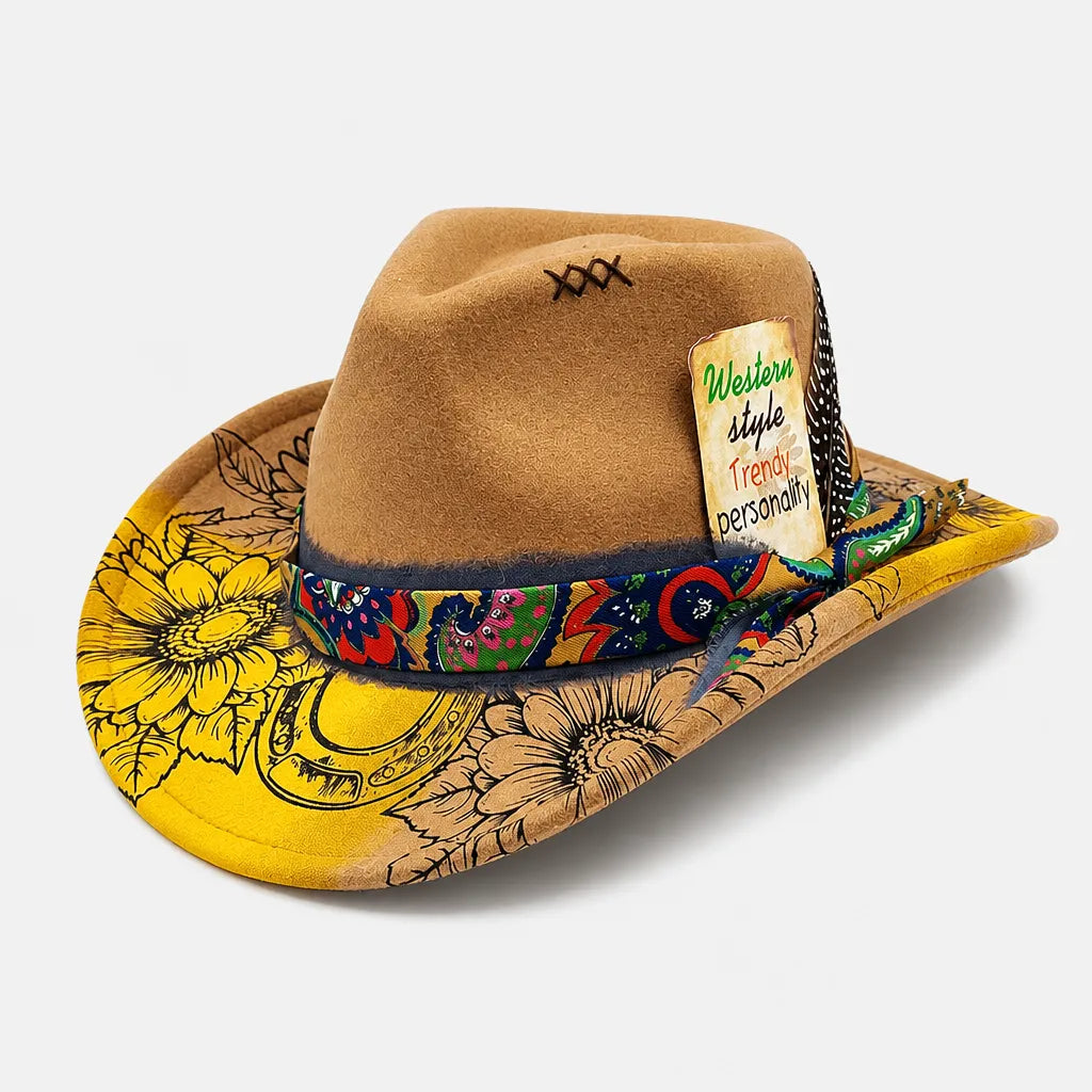 Chapeau Plume - Fedora Large Bord Retro Style Jazz et Western