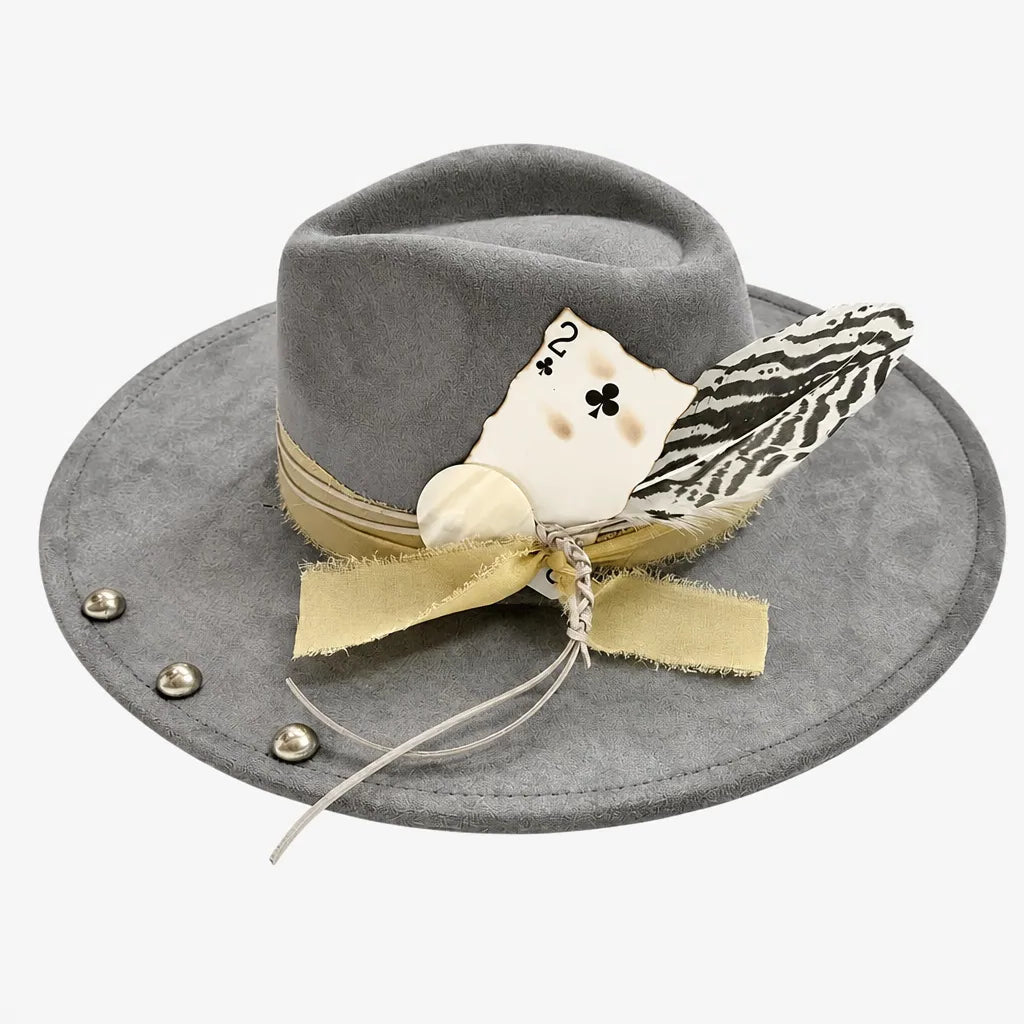 Chapeau Plume - Fedora Large Bord Retro Style Jazz et Western