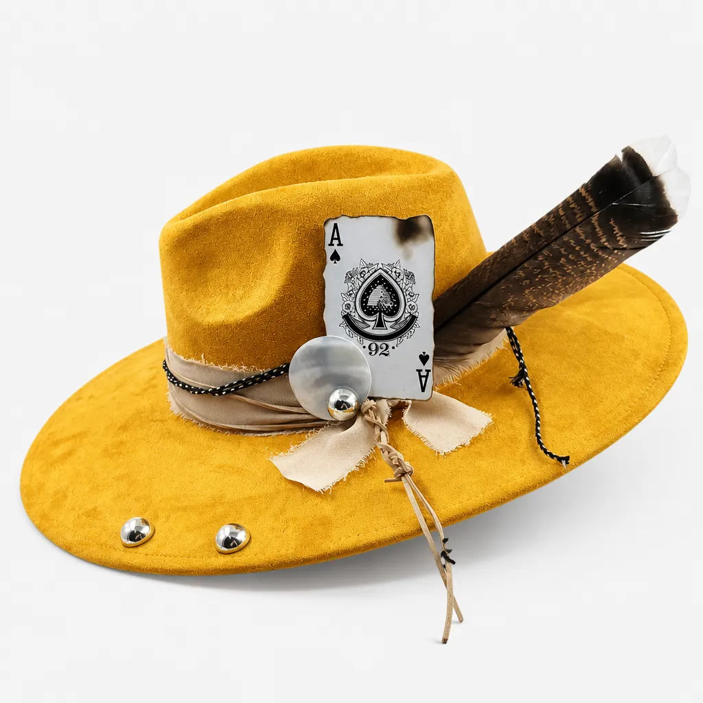 Chapeau Plume - Fedora Large Bord Retro Style Jazz et Western