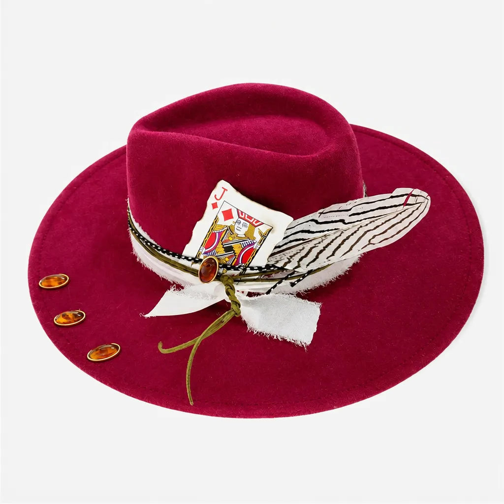 Chapeau Plume - Fedora Large Bord Retro Style Jazz et Western